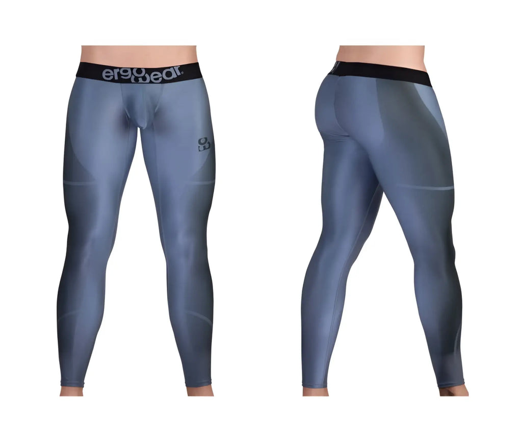 Gray ergonomic compression leggings with black ergo wear waistband and textured panels in athletic pants ew1610 max se color gray-black