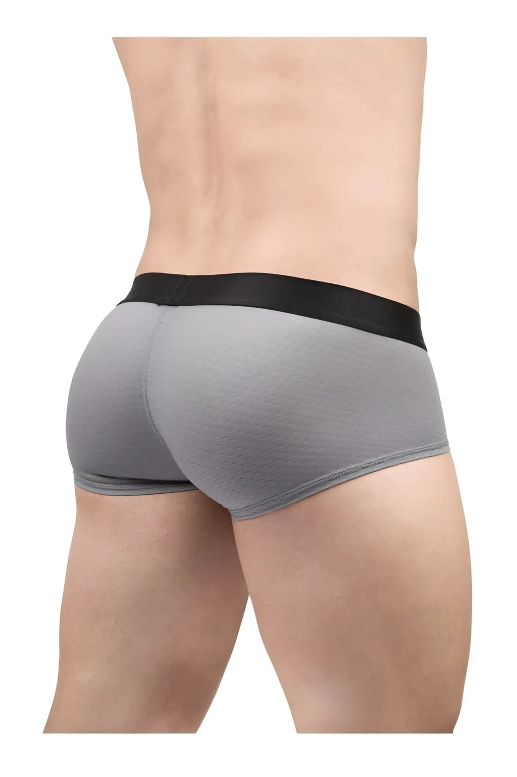 Gray ergoWear ew1684 max flow trunks with black elastic waistband designed for athletic support and comfort