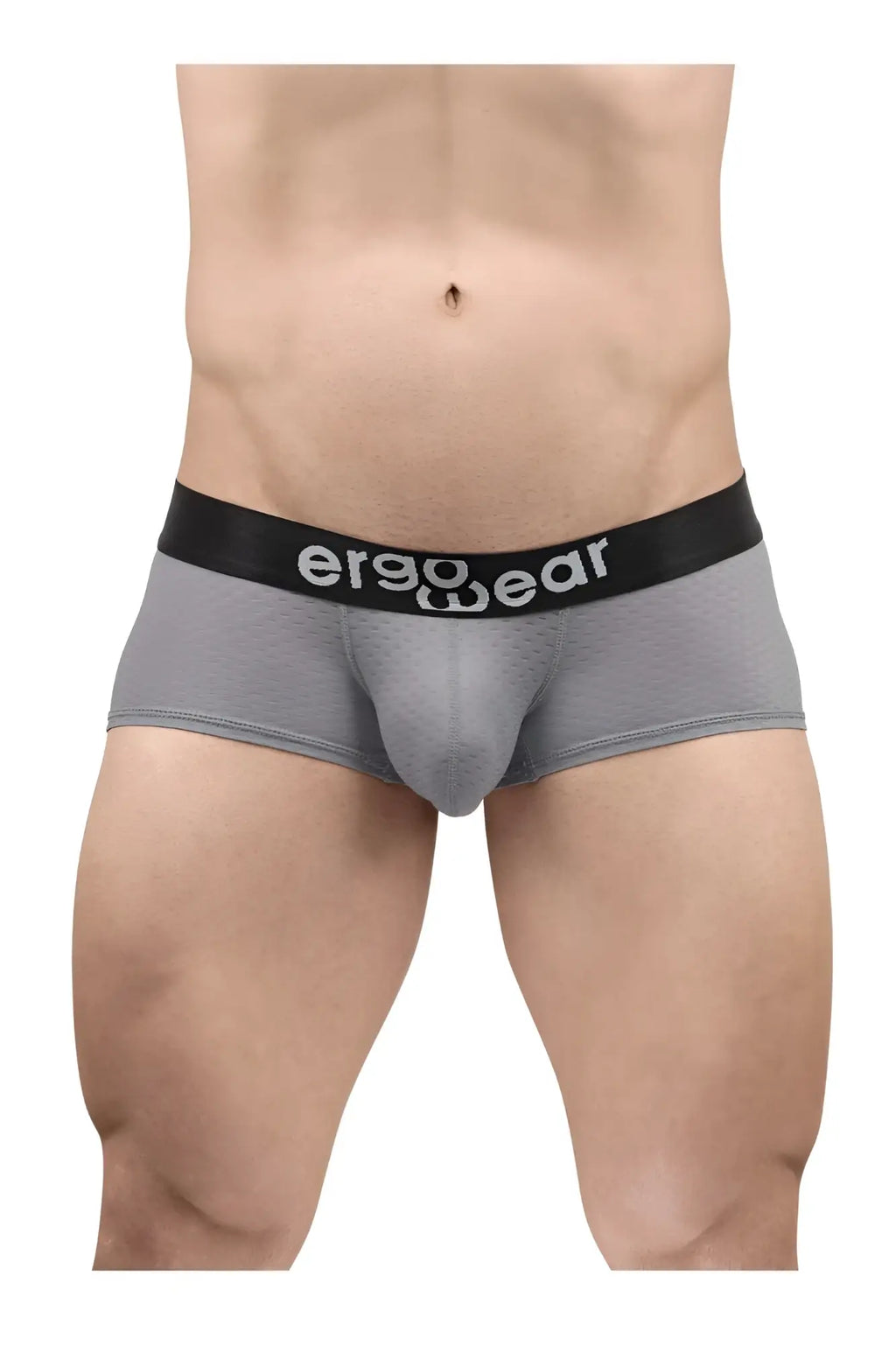 Gray ergo wear ew1684 max flow trunks with black waistband and white logo designed for ergonomic comfort
