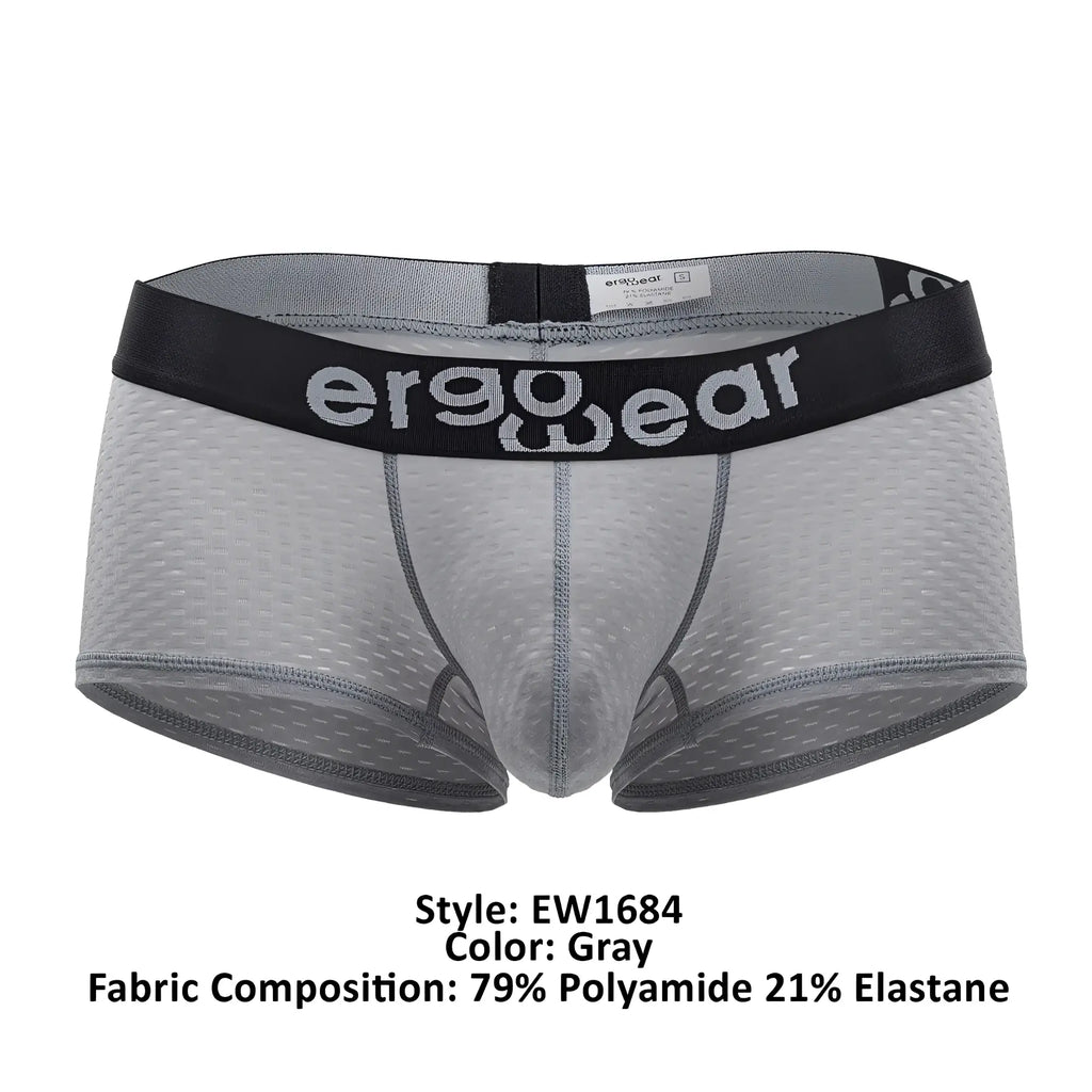 Gray ergo wear ew1684 max flow ergonomic briefs with black waistband and white logo for comfortable support