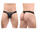 Black ergonomic thong g-string with ergo wear branded waistband designed for comfort and breathability