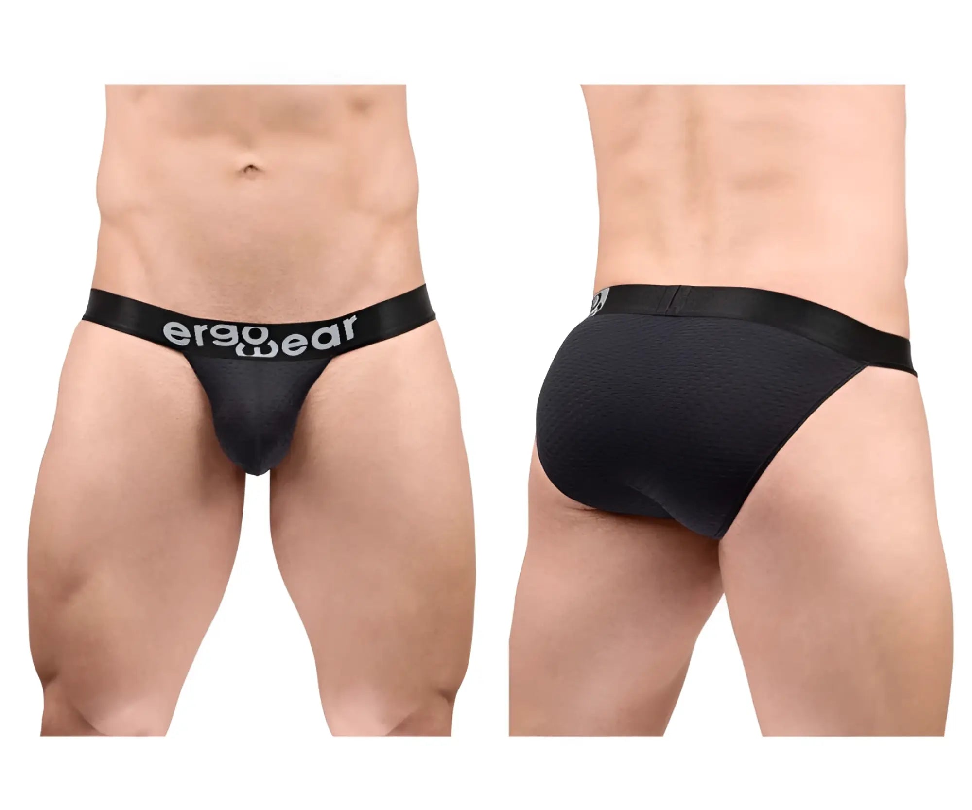 Black ergo wear ew1688 max flow bikini briefs with ergonomic fit and logo on waistband in sleek form-fitting design