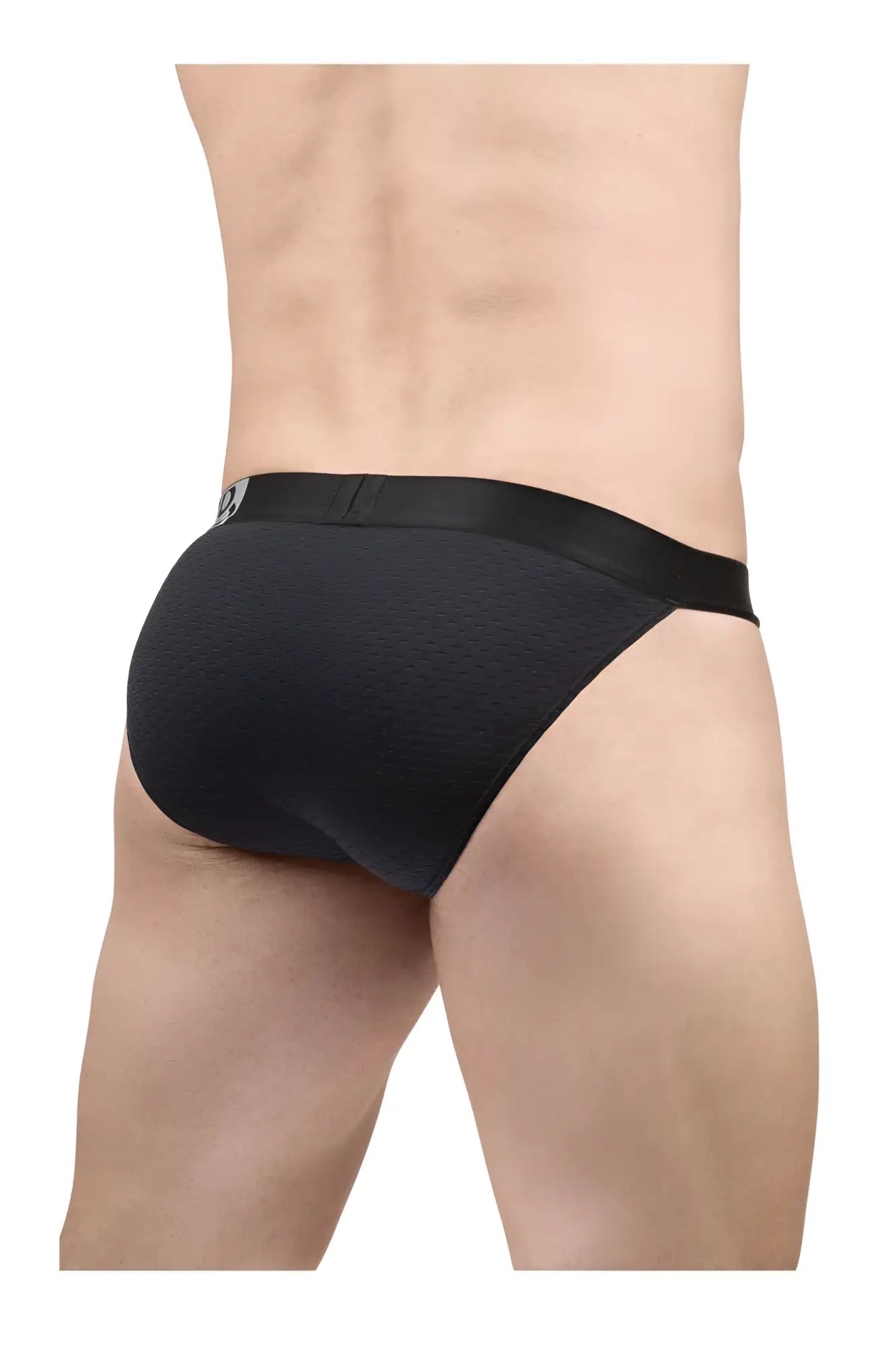 ErgoWear ew1688 max flow bikini black briefs with black textured fabric and smooth elastic waistband