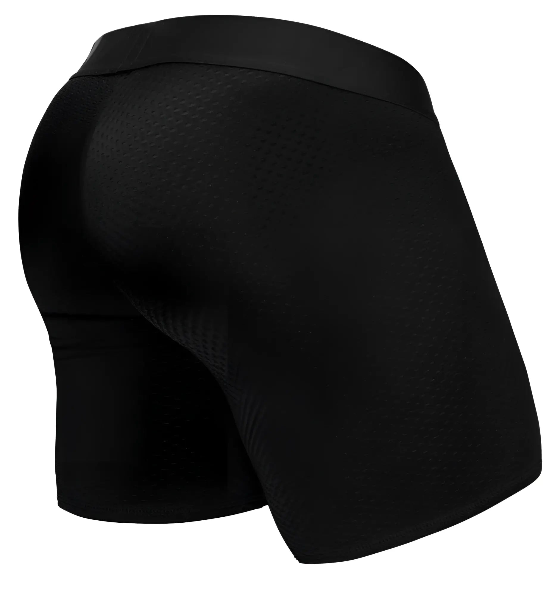 Black ergoWear ew1690 max flow boxer briefs with perforated mesh texture and smooth elastic waistband