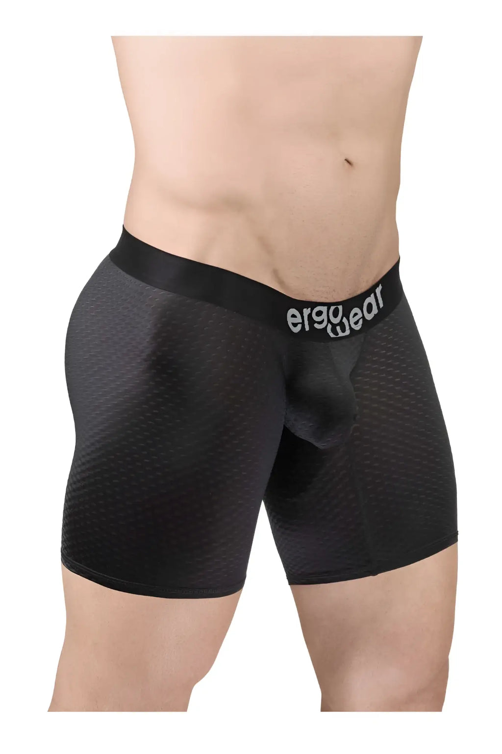 Black ergo wear ew1690 max flow boxer briefs with ergonomic design and breathable mesh waistband material