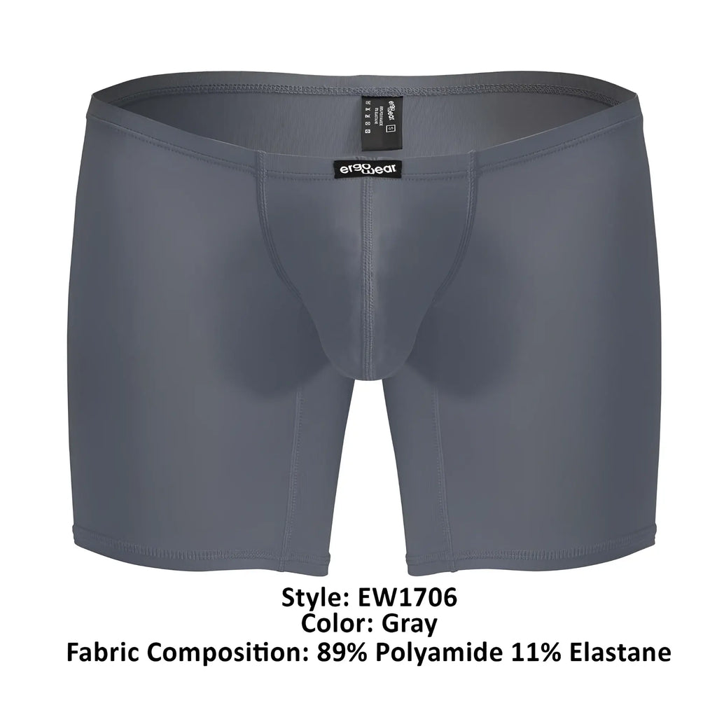 Ergowear ew1706 x4d gray men’s boxer briefs with snug fit made of 89% polyamide 11% elastane and reinforced seams