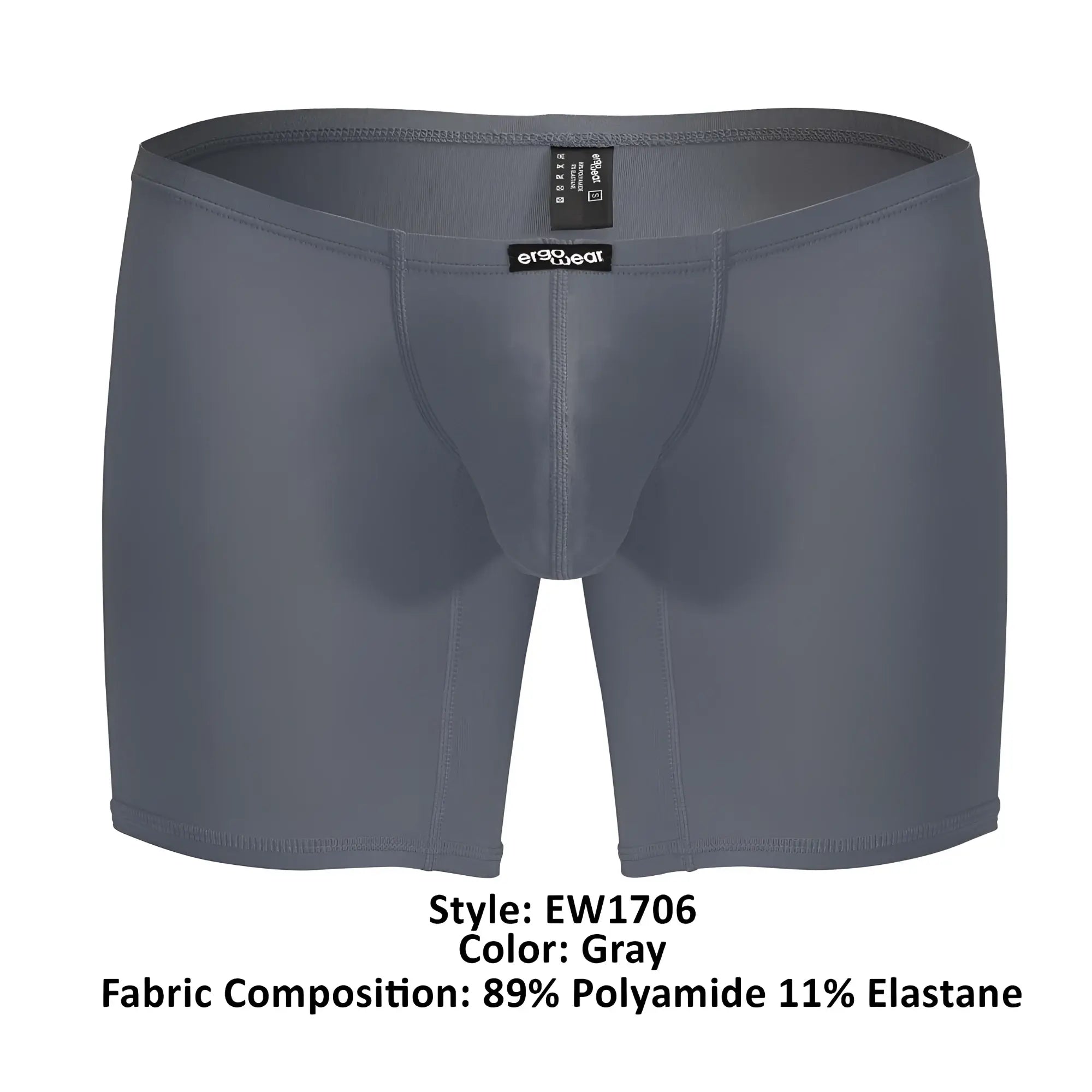 Ergowear ew1706 x4d gray men’s boxer briefs with snug fit made of 89% polyamide 11% elastane and reinforced seams