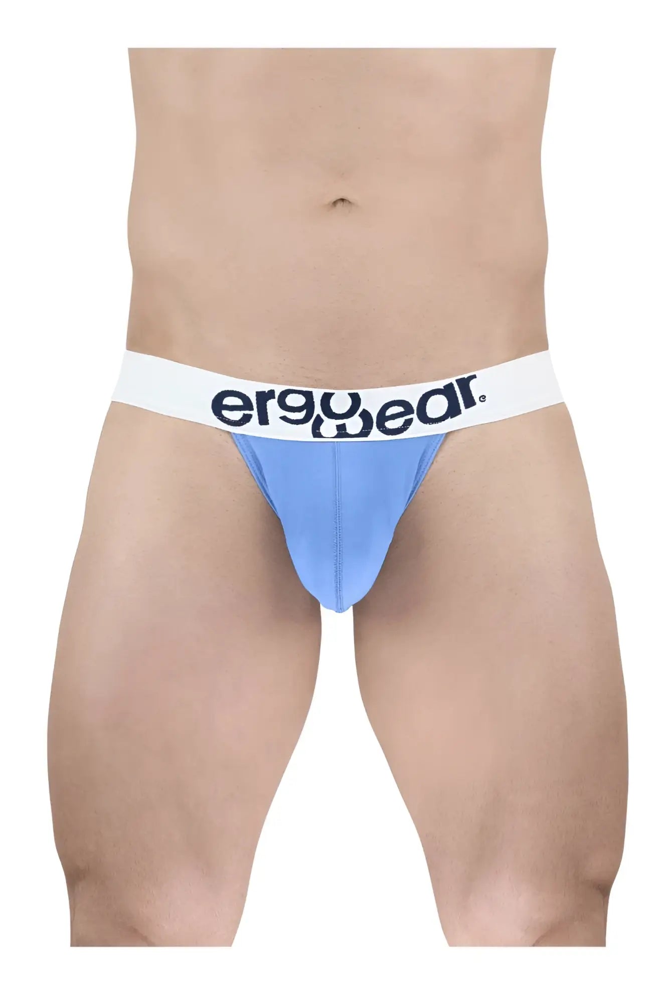 Light blue ergonomic cotton briefs with a white waistband featuring the ergowear logo in black text