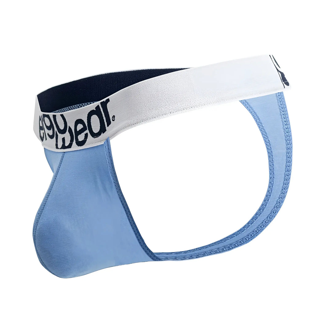 Light blue ergoWear ew1711 max cotton seamless men’s briefs with white elastic waistband and easywear logo