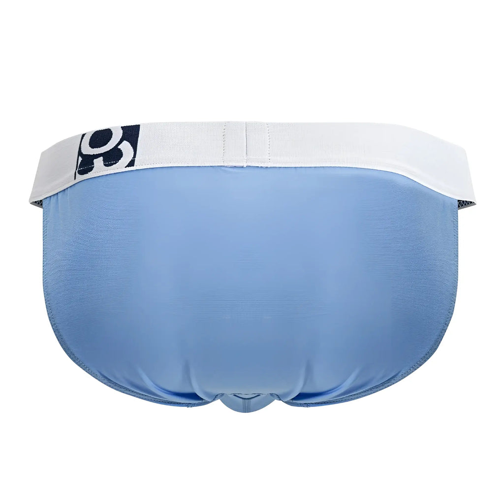 Light blue ergowear ew1712 max cotton bikini briefs with white waistband and black and white logo front view