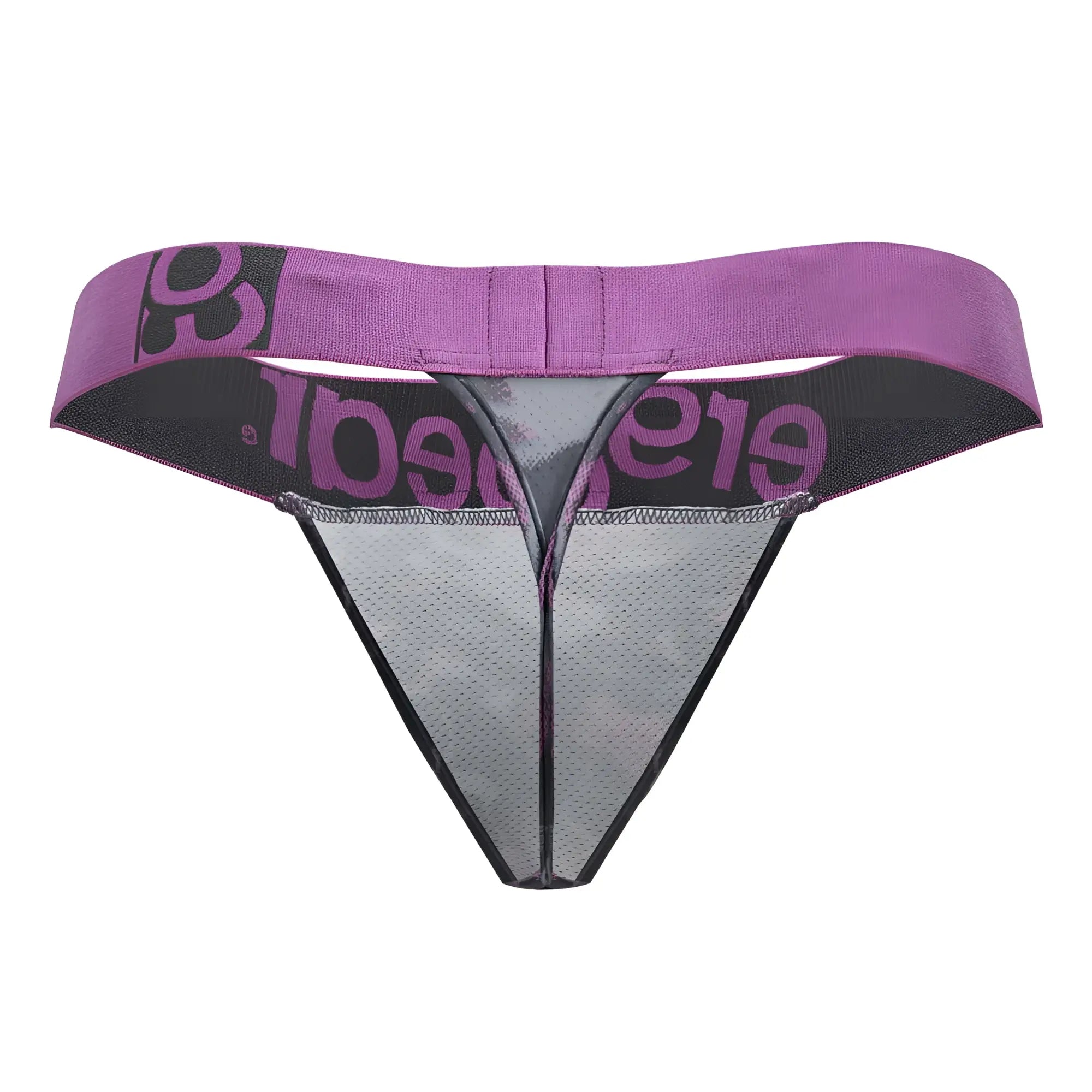 Purple and black mesh thong with elegance branding on the waistband from ergowear ew1714 max se camo g-string pink collection