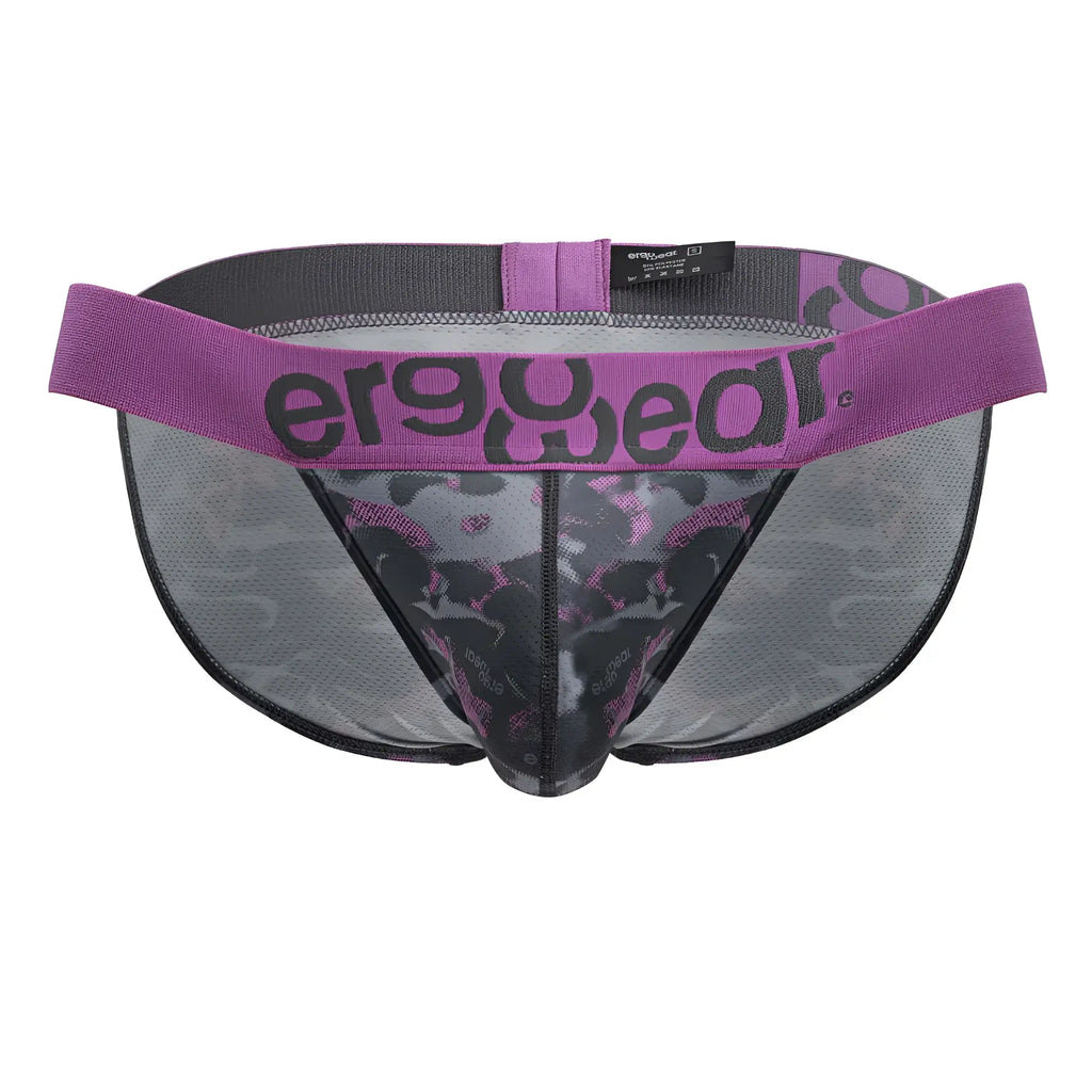 Ergo wear ew1715 max se camo bikini pink purple and black mesh briefs with branded waistband