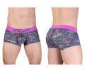 Pink and gray camouflage men’s briefs with bright pink ergo wear waistband soft fabric for everyday comfort