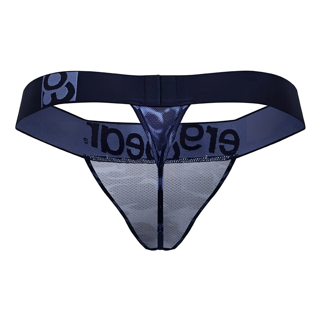 Dark blue ergoWear ew1718 max se camo g-string thong with mesh front and elastic waistband branded elegance