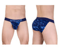 Blue camouflage patterned men’s briefs with navy ergowear waistband from ergowear ew1719 max se camo bikini collection