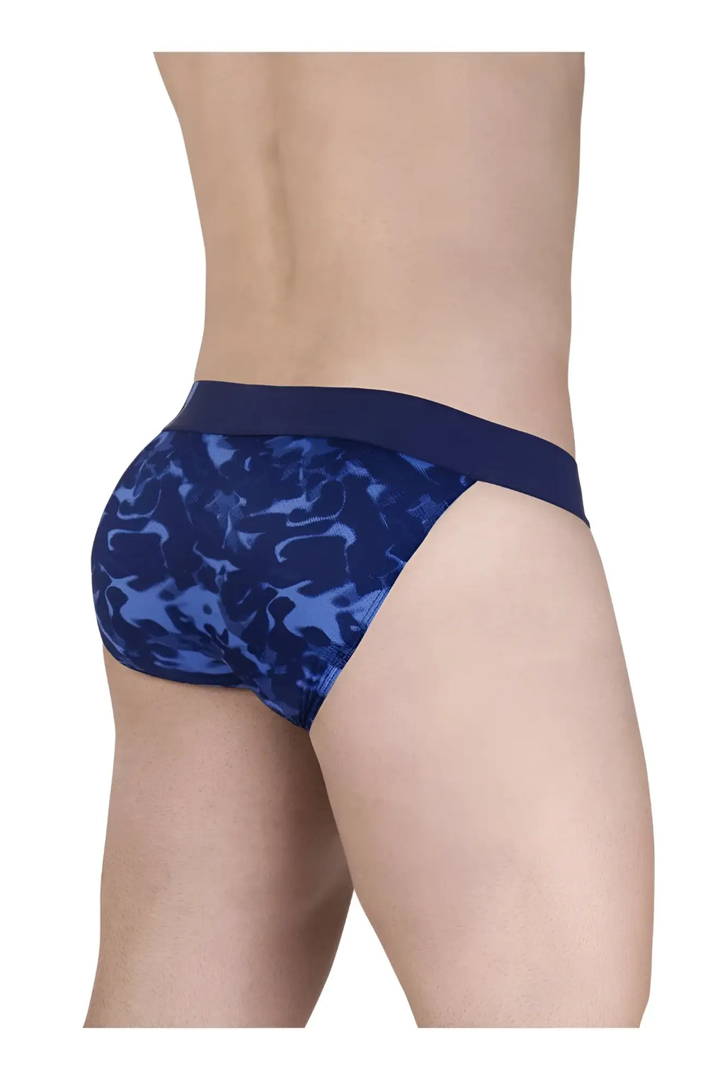 Blue camouflage pattern briefs with solid navy waistband ergoWear ew1719 MAX SE CAMO bikini in blue color