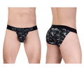 Black and gray camo patterned men’s briefs with black ergowear elastic waistband ErgoWear EW1723 MAX SE Bikini black