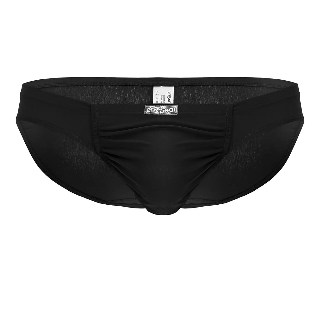 Black ergonomic cotton briefs with a smooth form-fitting design and subtle texture from ErgoWear EW1727 Feel GR8 Bikini