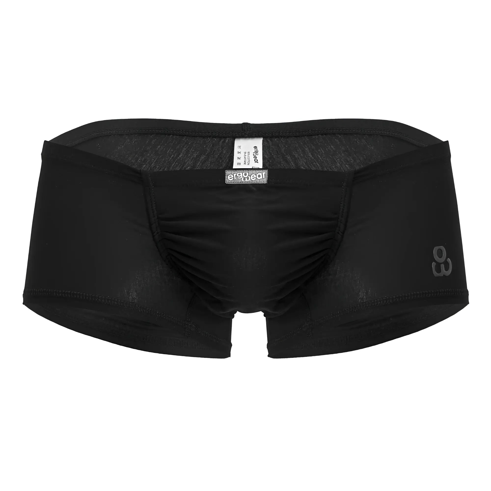 Black ergo wear ew1728 feel gr8 cotton trunks briefs with subtle texture and elegance logo on waistband