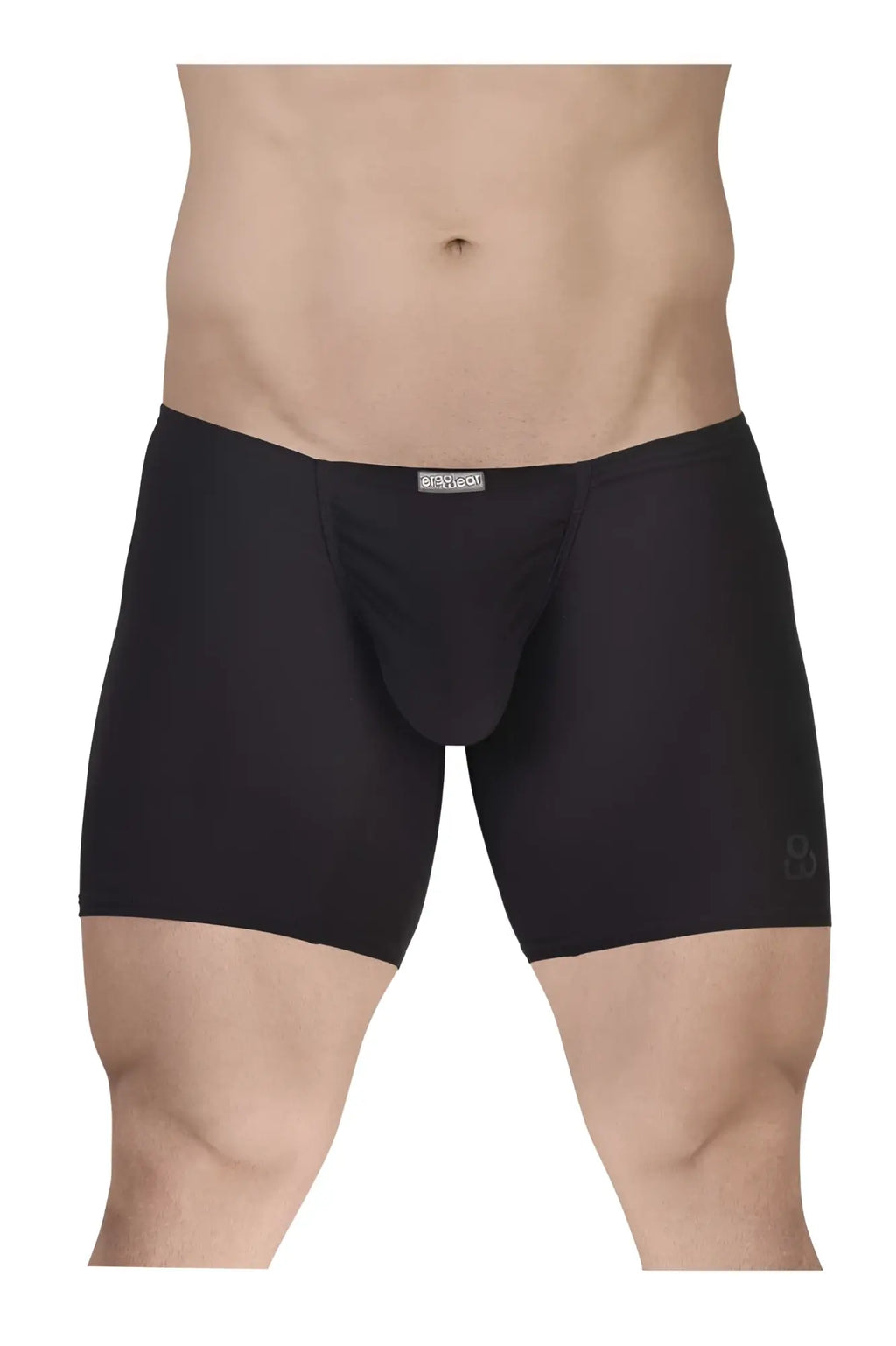 Black ergoWear ew1729 feel gr8 cotton boxer briefs with contoured pouch and subtle logo on waistband
