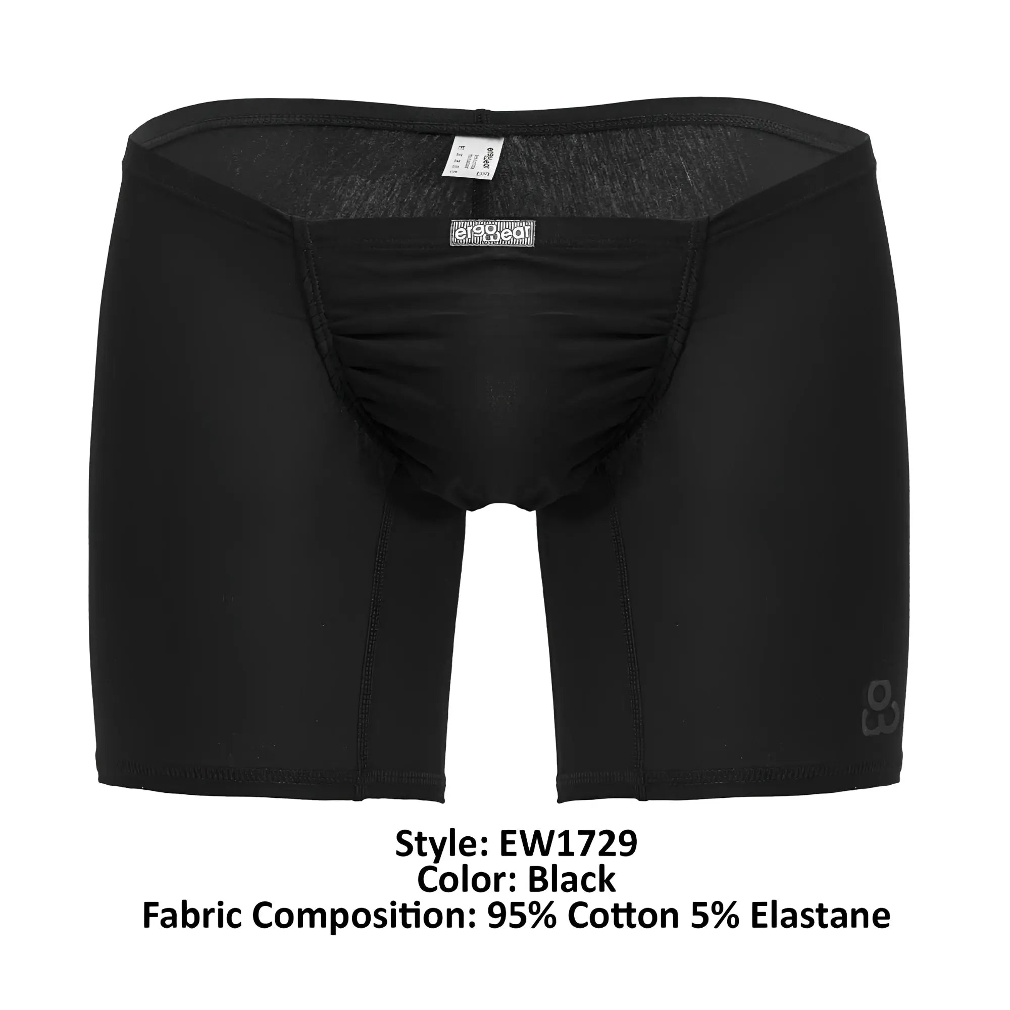 ErgoWear ew1729 feel gr8 black boxer briefs made of 95 percent cotton 5 percent elastane with snug fit and reinforced seams