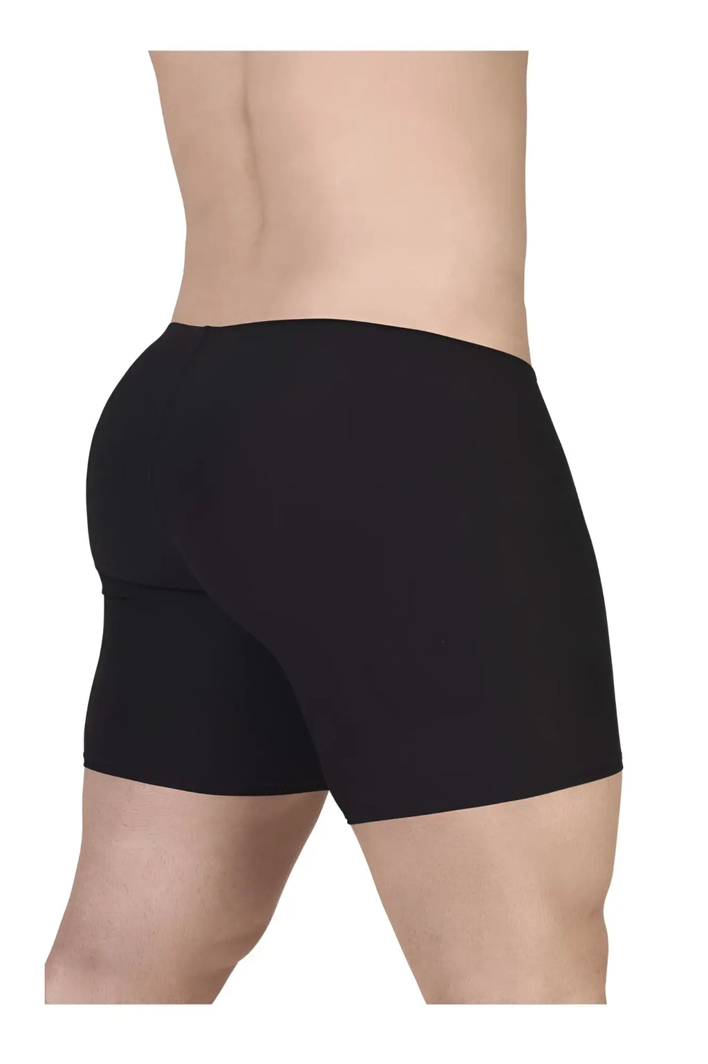 Black form-fitting ergoWear ew1729 feel gr8 cotton boxer briefs with smooth seamless design front view