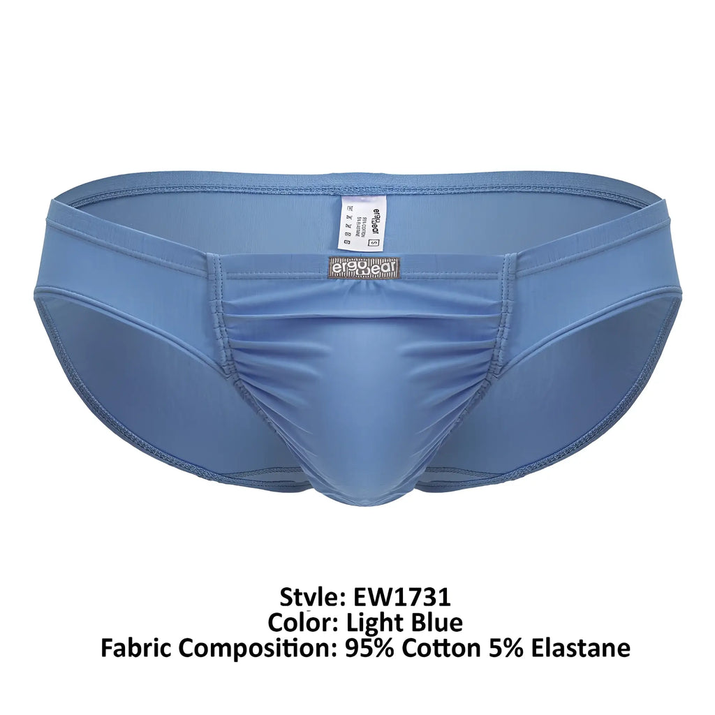 Light blue ergo wear ew1731 feel gr8 cotton men’s briefs with snug fit cotton elastane blend and central seam design