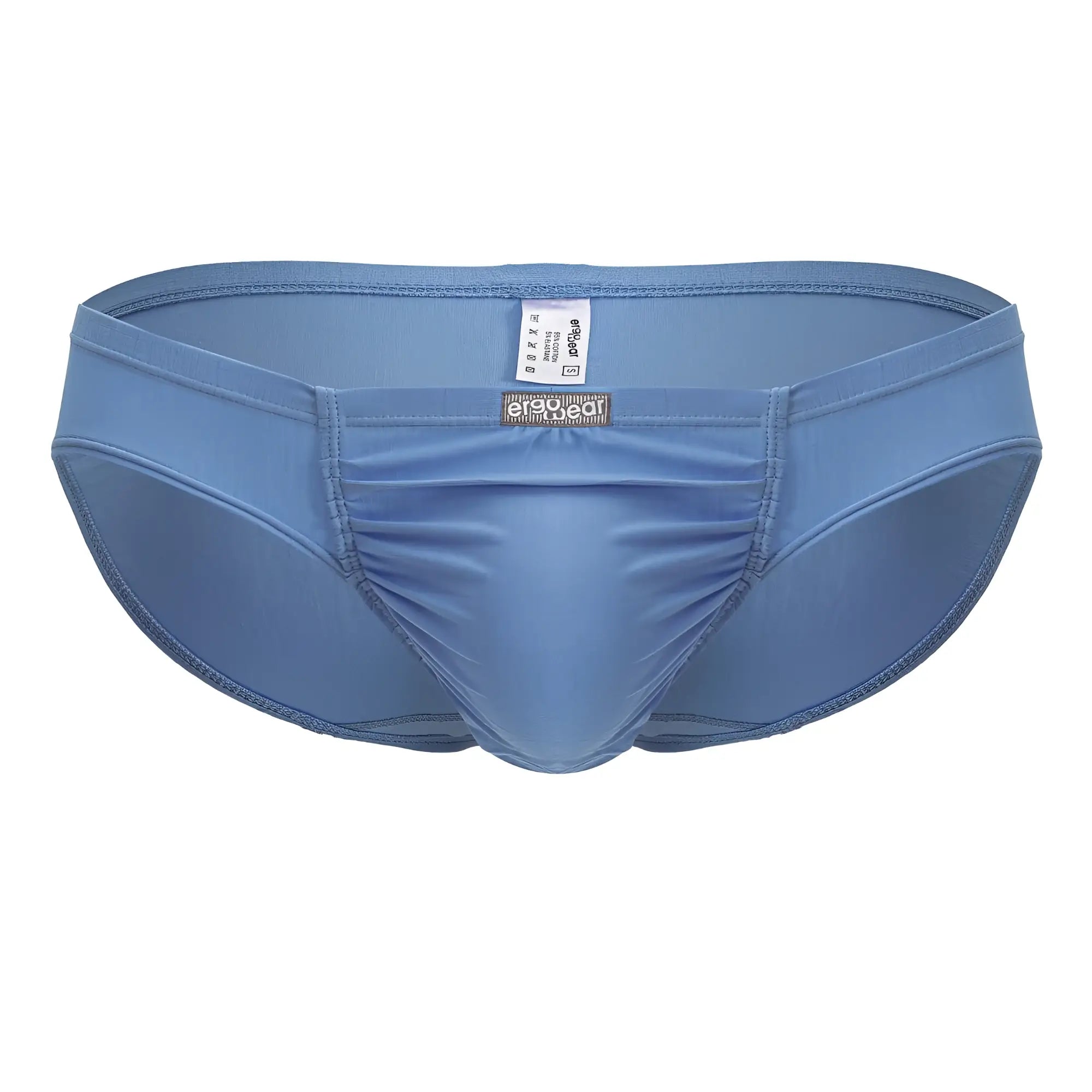 Blue men’s briefs ergoWear ew1731 feel gr8 cotton bikini in light blue with smooth stretchy fabric and subtle texture