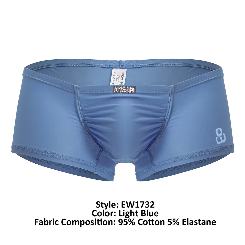 Light blue ergo wear ew1732 feel gr8 cotton trunks made of 95% cotton 5% elastane with subtle side logo
