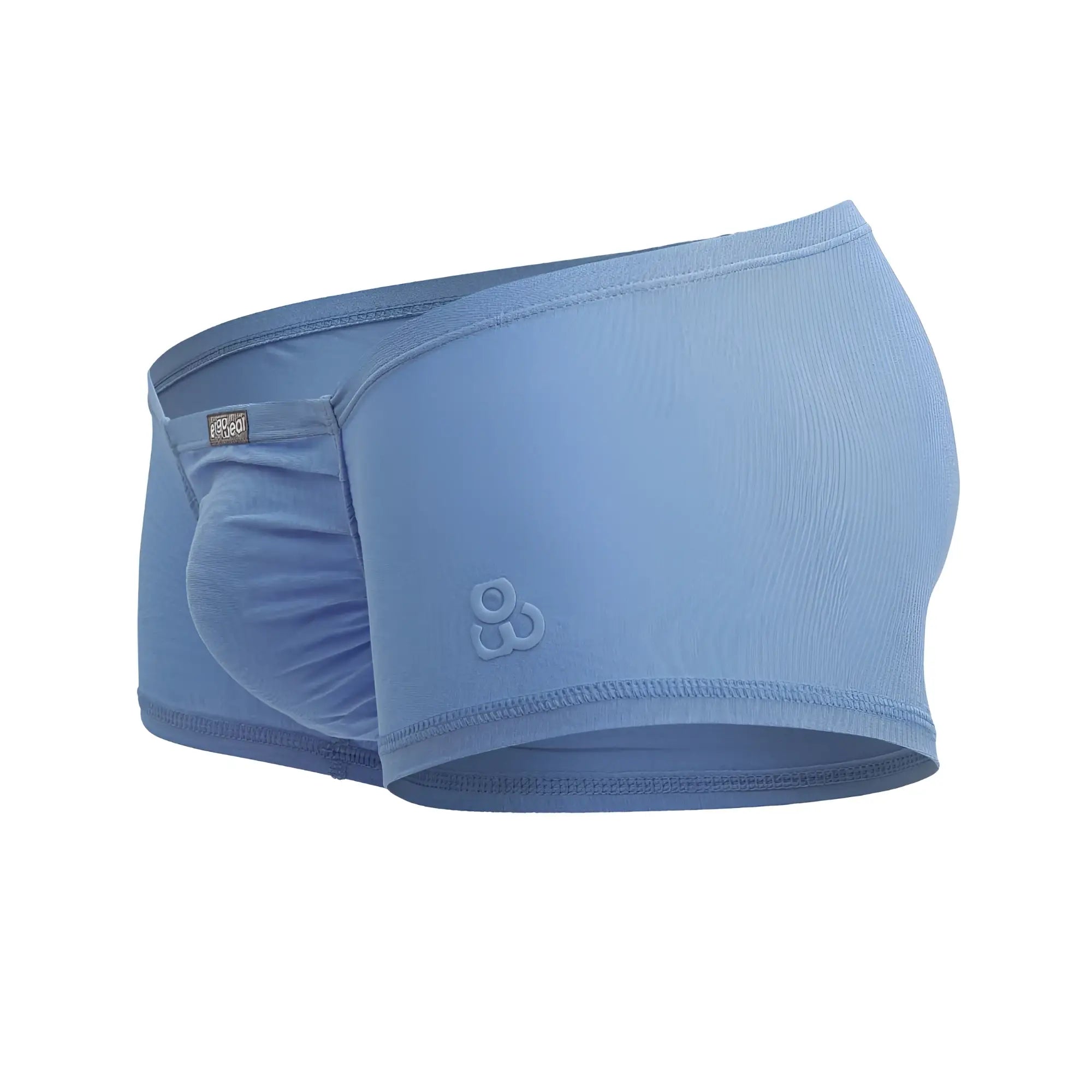 Light blue ergo wear cotton trunks with soft texture and subtle embossed logo on the side