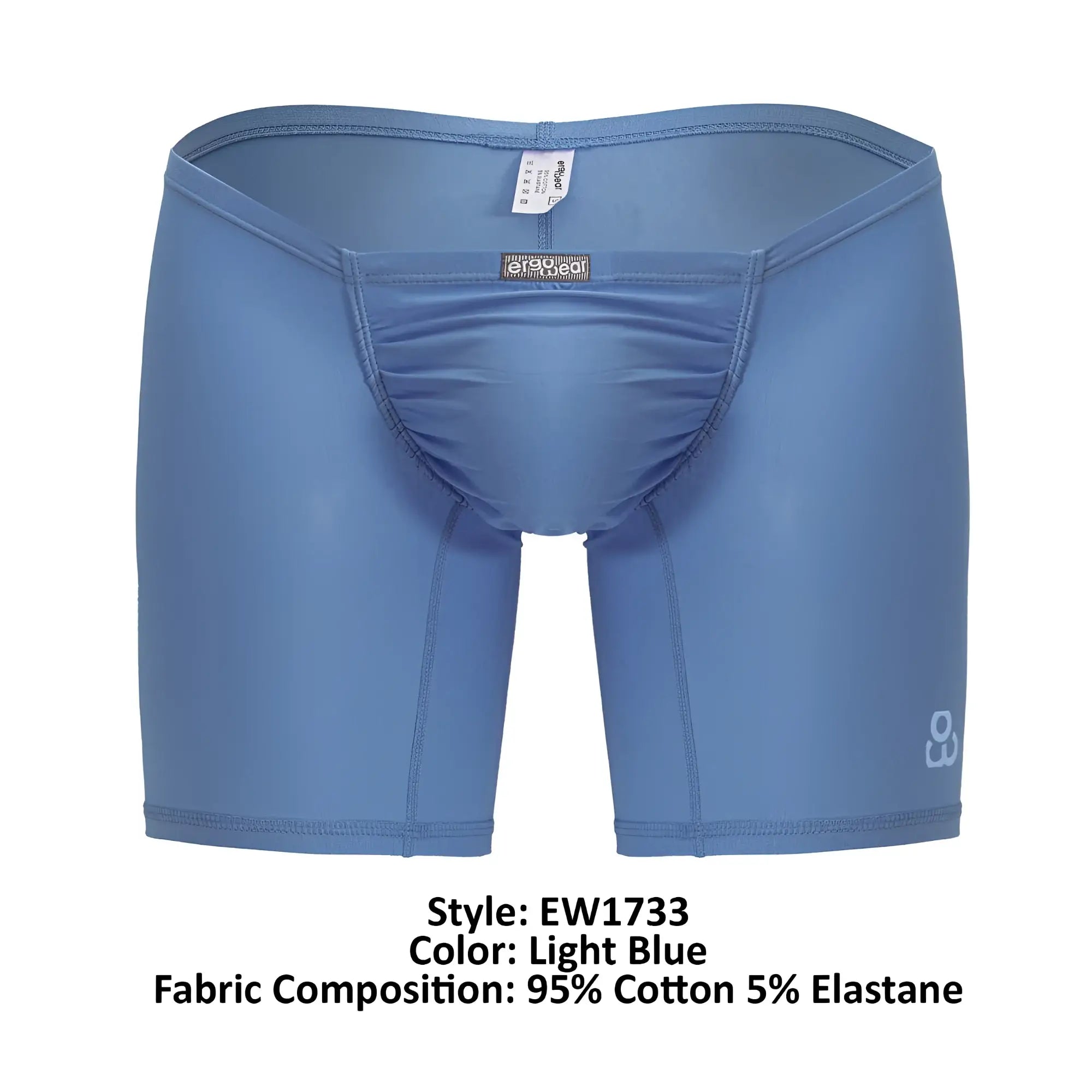Light blue ergo wear ew1733 feel gr8 cotton boxer briefs made of 95 cotton 5 elastane with snug fit and reinforced seams