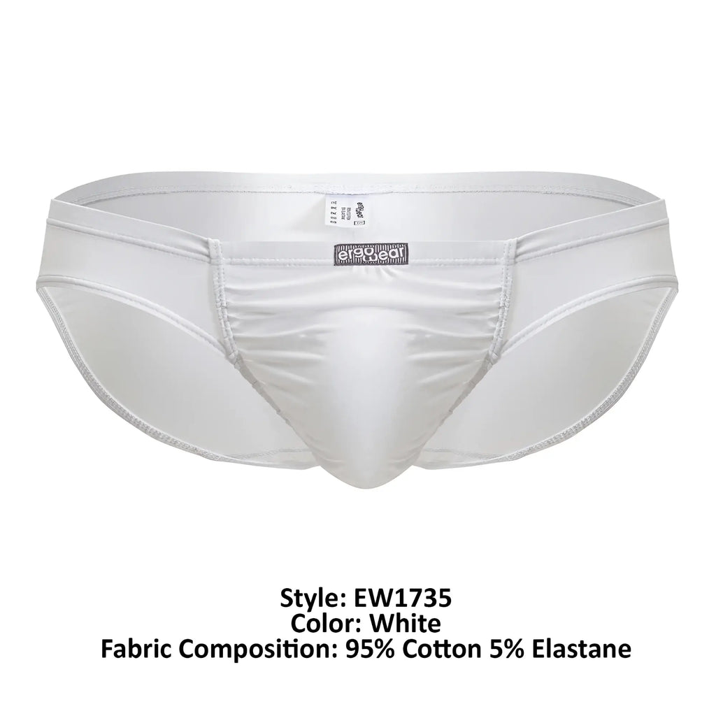 Ergowear ew1735 feel gr8 white cotton bikini briefs with 95 percent cotton 5 percent elastane and subtle stitching details