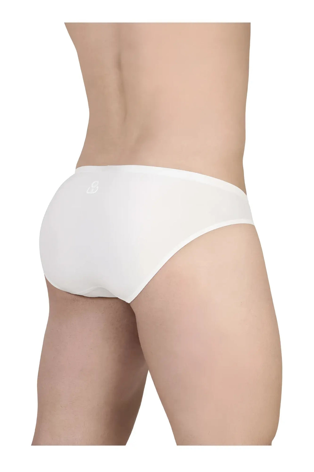 White cotton briefs with subtle logo on waistband from ergowear ew1735 feel gr8 cotton bikini in white