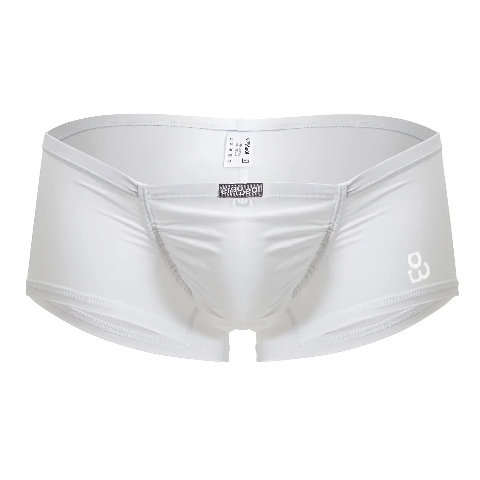 Ergo wear ew1736 feel gr8 cotton trunks white ergonomic briefs with sleek form fitting design and gray stitching details