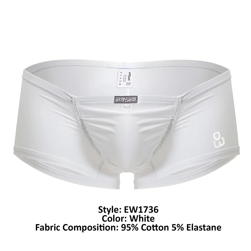 Ergo wear ew1736 feel gr8 men’s white cotton briefs with sleek form-fitting design and subtle gray stitching details