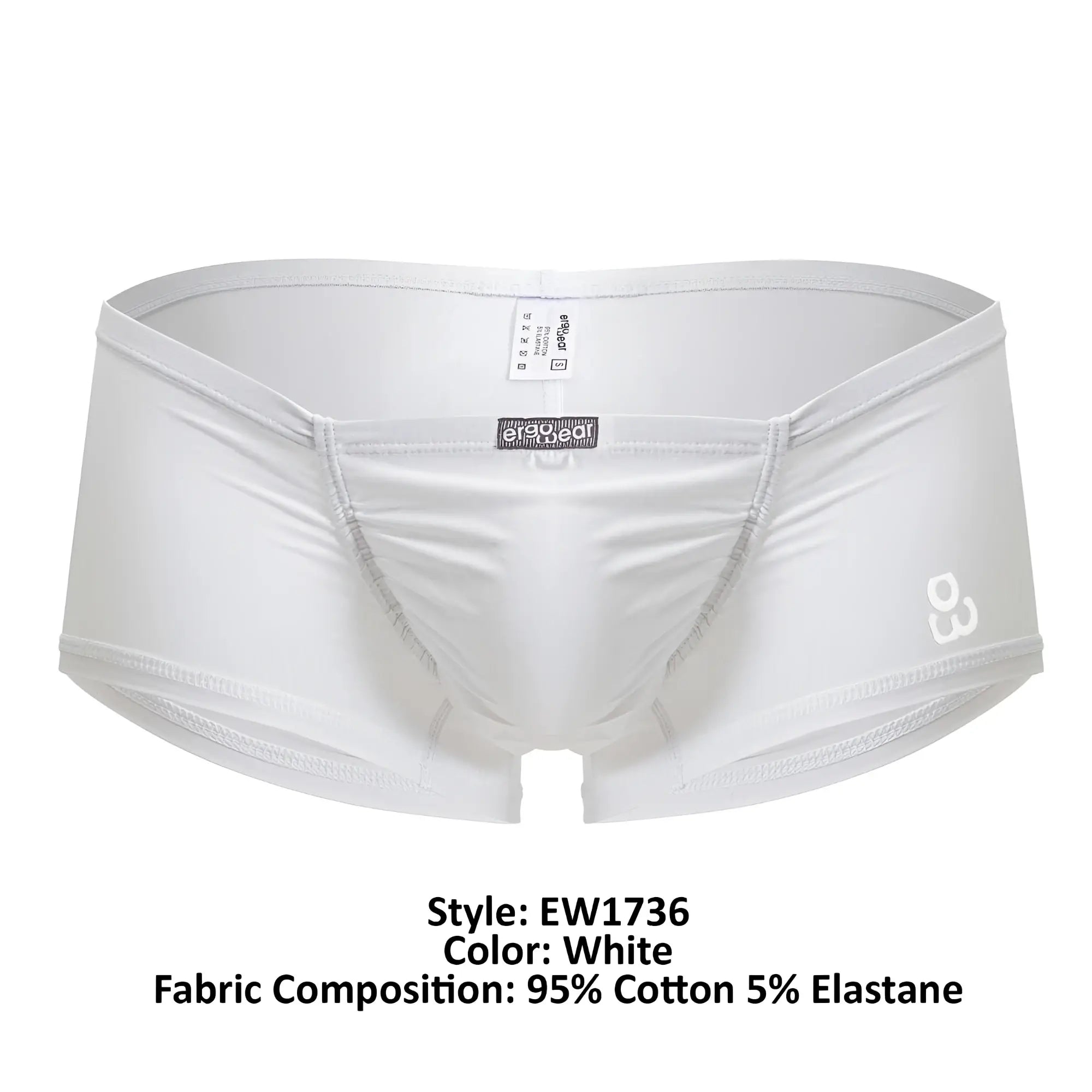 Ergo wear ew1736 feel gr8 men’s white cotton briefs with sleek form-fitting design and subtle gray stitching details