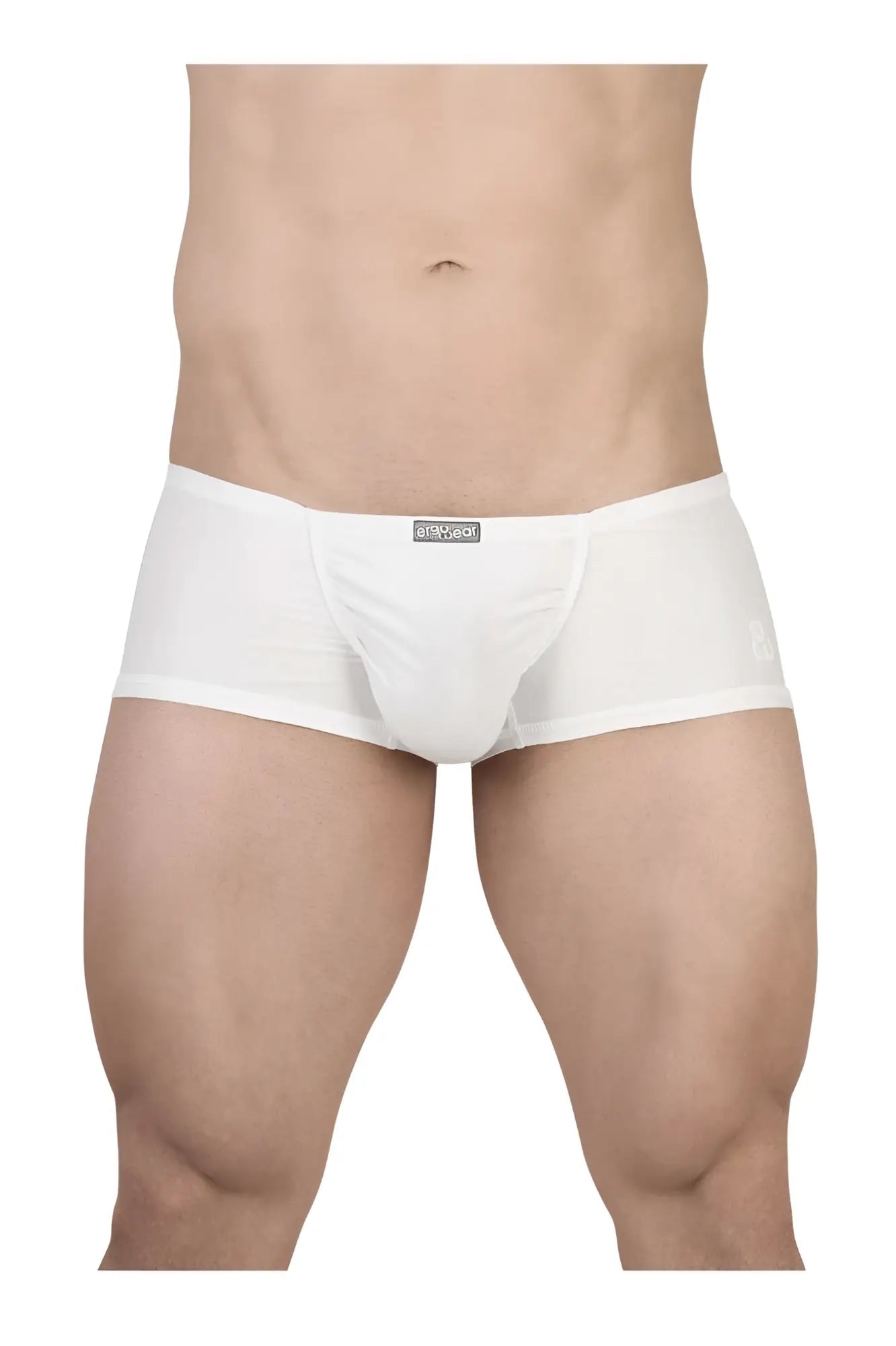 White men’s cotton briefs with a snug fit and a small black brand tag at the waistband by ergowear ew1736 feel gr8