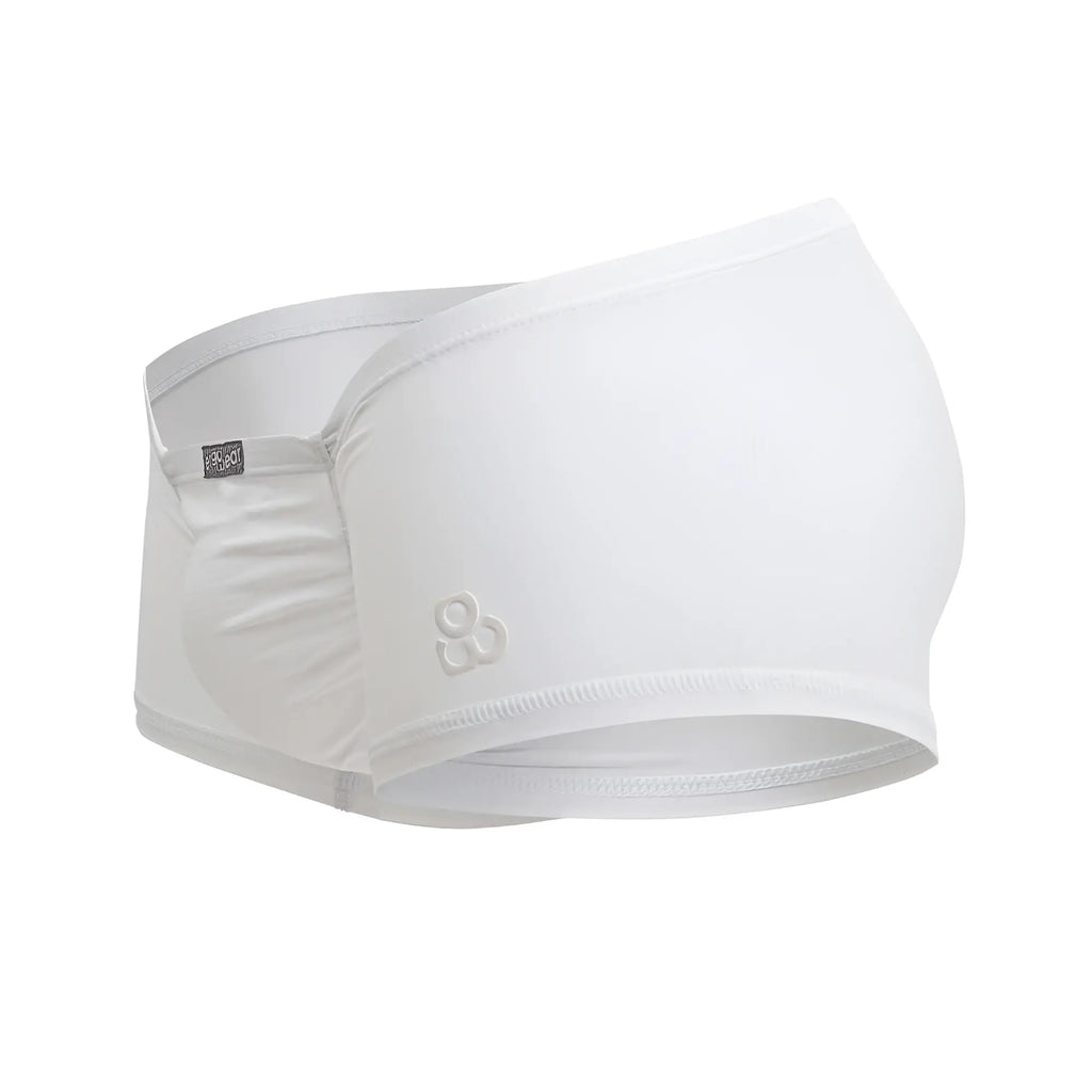 White seamless cotton maternity underwear with soft elastic waistband and subtle ergo wear logo on the side