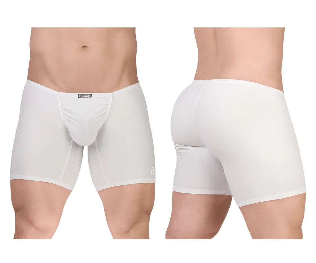 White ergo wear cotton boxer briefs with supportive form fitting design and subtle waistband branding