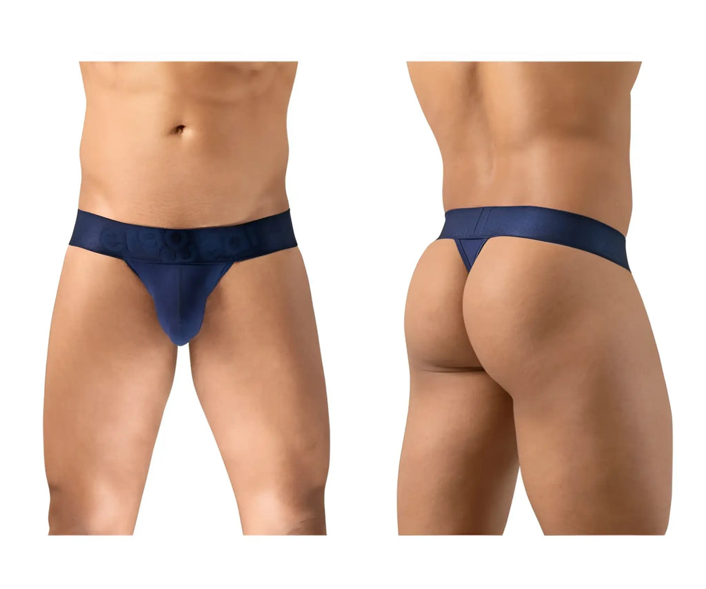 Navy blue ErgoWear EW1738 MAX BOLD g-string thong with smooth seamless design and wide waistband front view