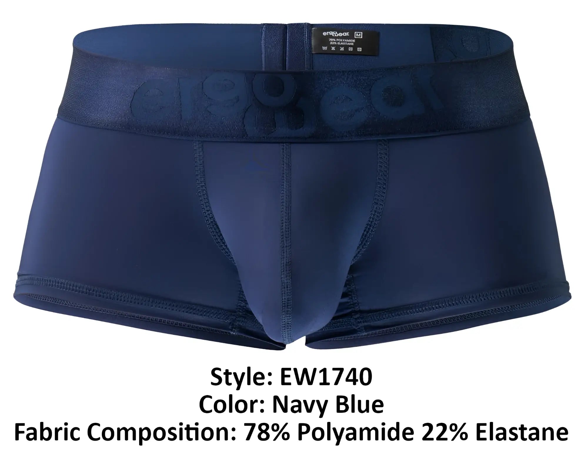 Navy blue ergowear ew1740 max bold trunks with stretchy form fitting design and subtle waistband logo