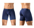 Navy blue ergewear ew1741 max bold men’s boxer briefs with contoured design and elastic waistband