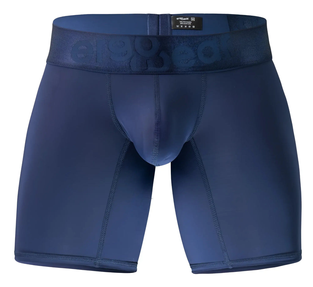 Navy blue ergoWear EW1741 max bold boxer briefs with textured waistband embossed with erisgear brand name