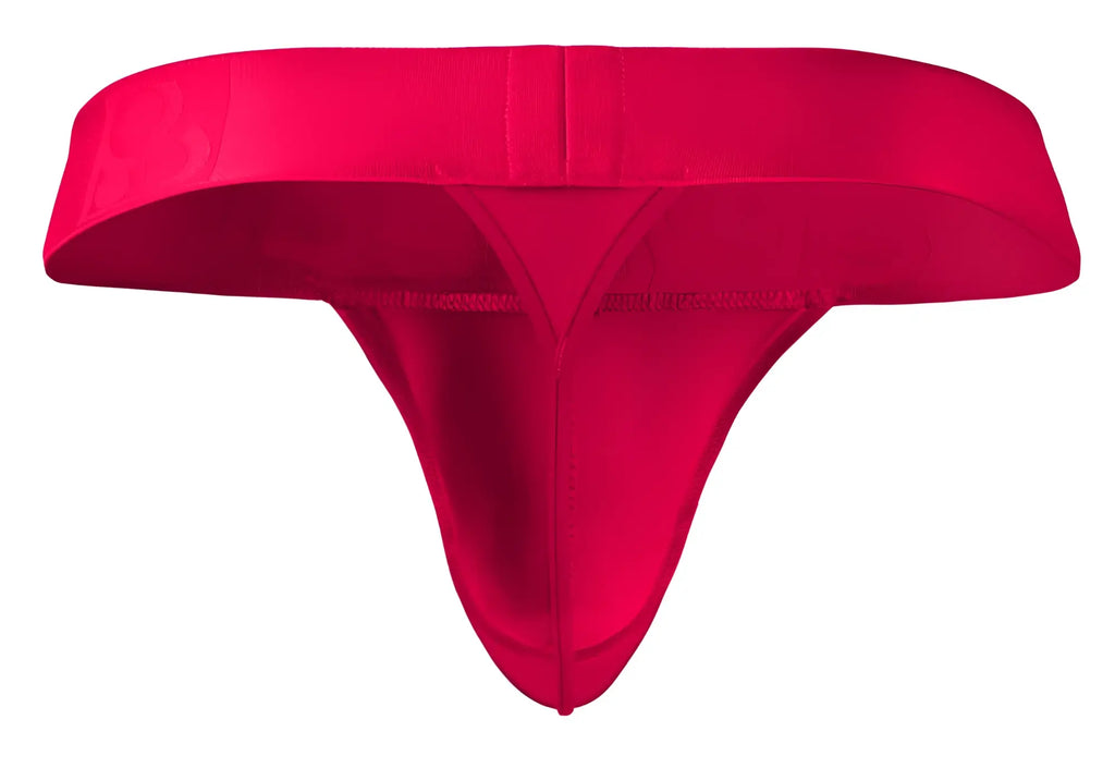 Bright red seamless fabric thong g-string with wide waistband and smooth form-fitting design by ergowear ew1742 max bold