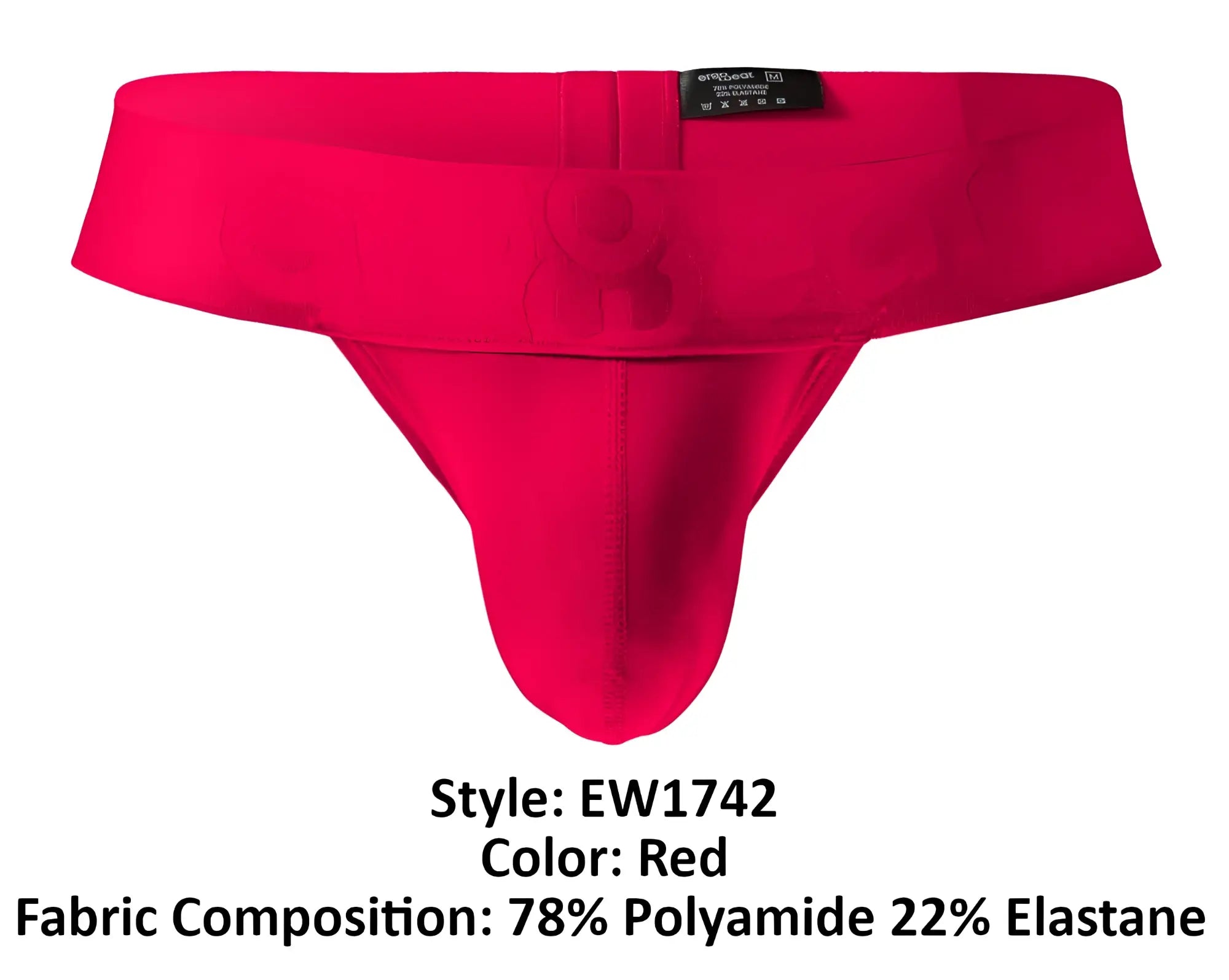 Red mens thong ErgoWear EW1742 MAX BOLD G-String in smooth polyamide elastane with central seam design
