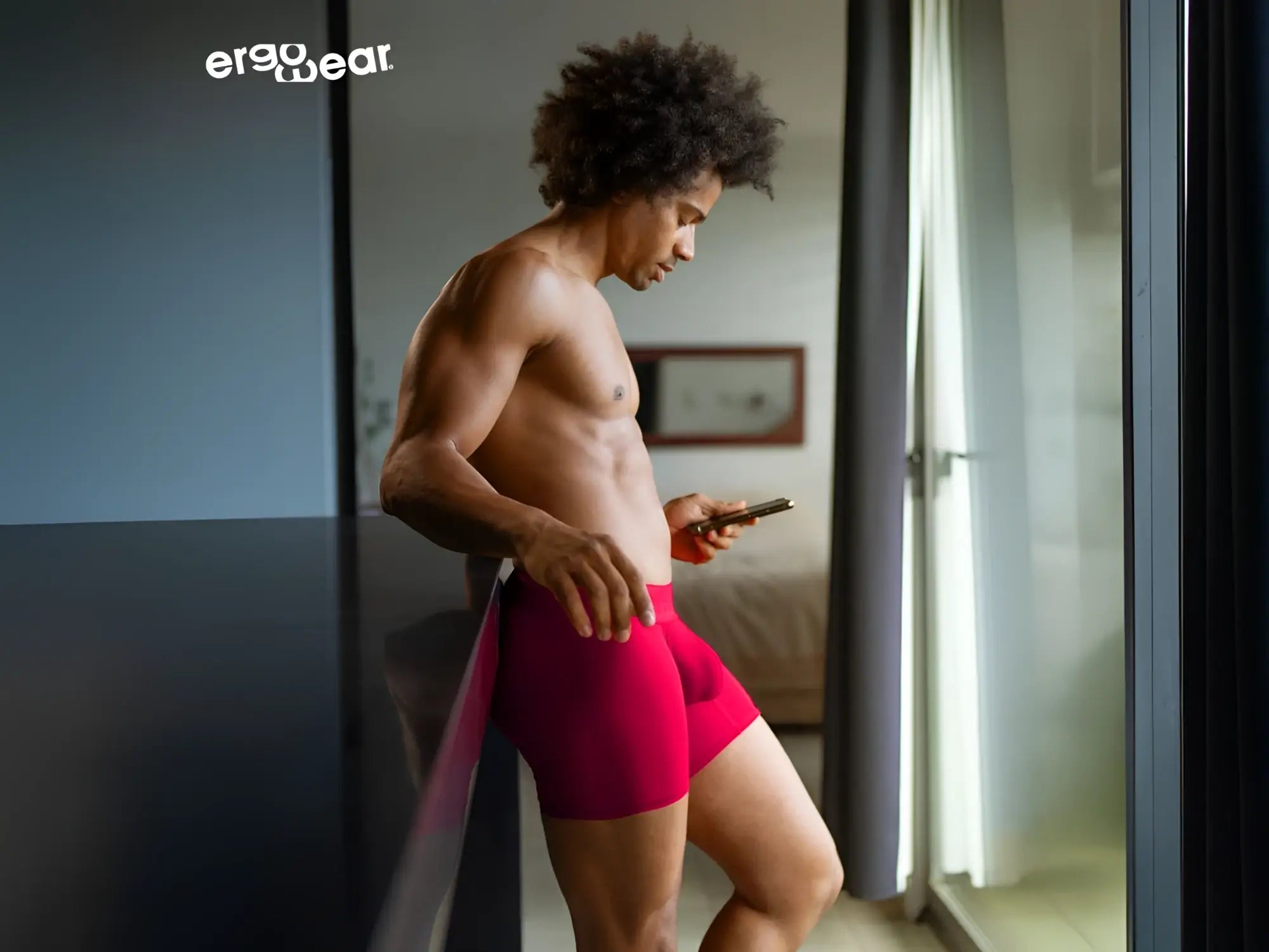 Vibrant red ergonomic boxer briefs from ergowear featuring bold design and comfortable fit for everyday use