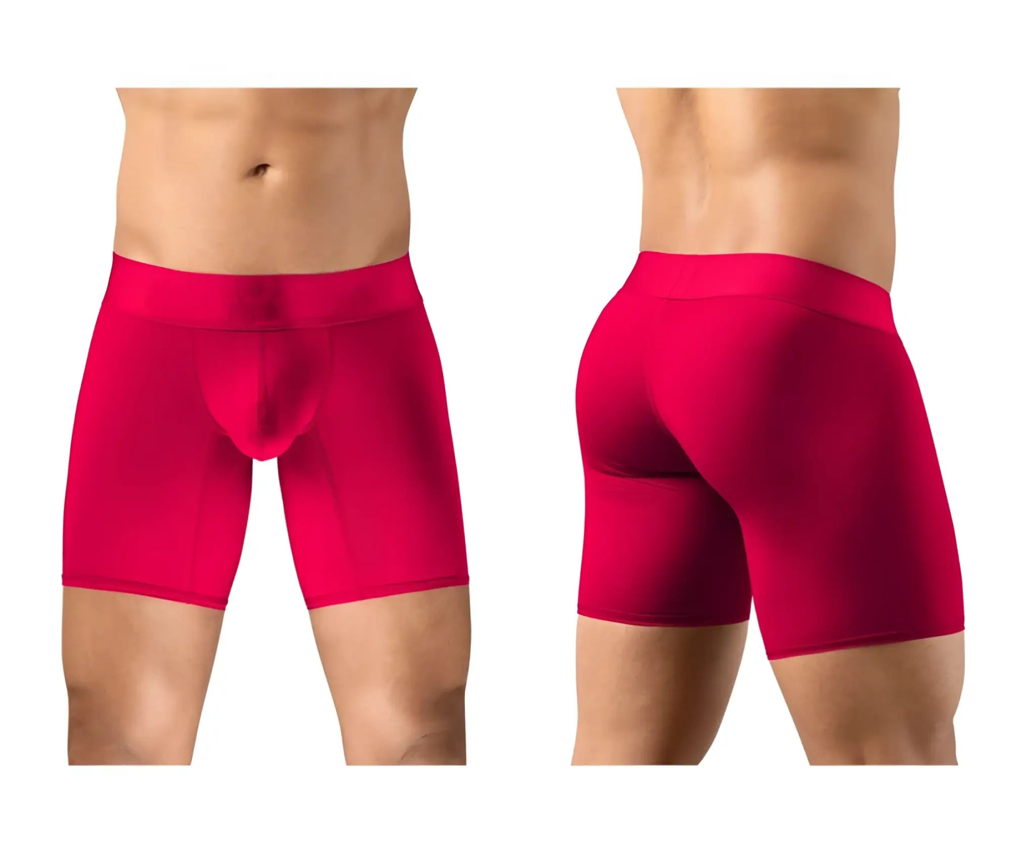 Vibrant red ErgoWear ew1745 max bold boxer briefs with smooth form-fitting fabric and supportive waistband