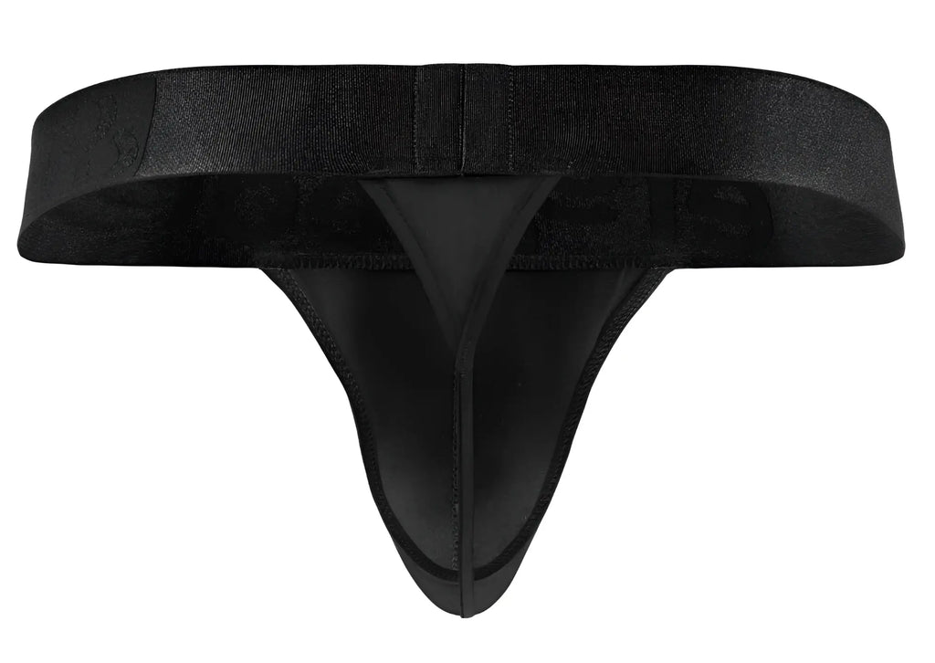Black ergo wear ew1746 max bold g-string with smooth stretchy fabric and subtle textured waistband pattern
