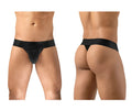 Black seamless thong underwear with wide waistband by ergowear model ew1746 max bold in color black