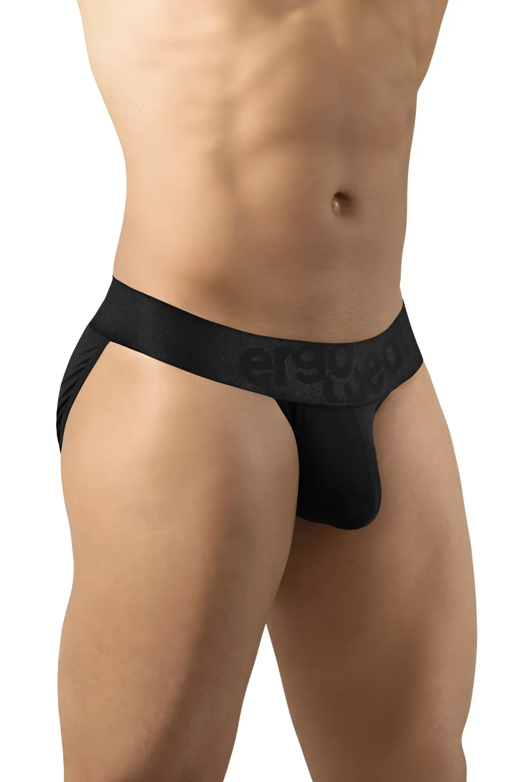 Black ergonomic briefs with a snug form-fitting design and subtle eroge logo on waistband from ergowear ew1747 max bold bikini